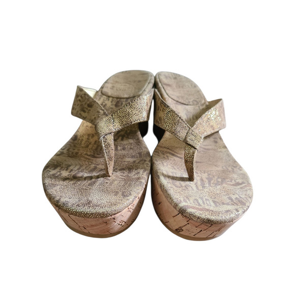 STUART WEITZMAN TAN NAIROBI CORK WEDGE LEATHER SANDALS WOMEN'S Sz 6.5 M - Picture 4 of 8